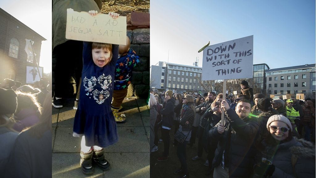 Islanti-Hörður Mar Tómassonin tyttö mielenosoitus