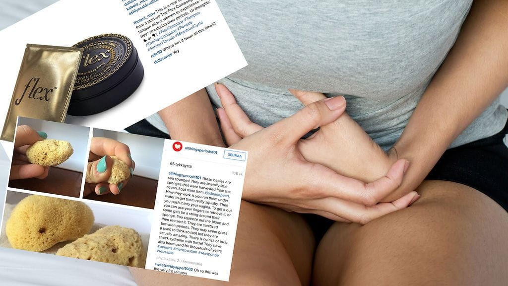Kuukautisten helpotukseen on kehitelty monemoisia tuotteita.