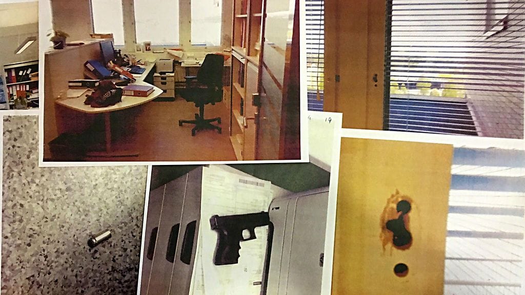 Poliisitalon vahingonlaukaus osui vanhemman konstaapelin oman työpisteen ikkunan karmiin.