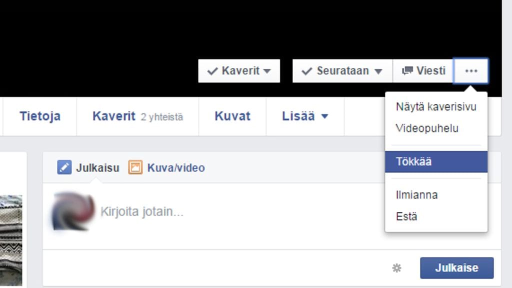 Tökätä voi myös haluamansa kaverin omalta sivulta.