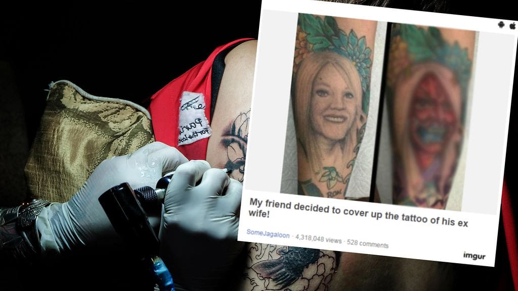 Vaimon kuva tai nimi iholla voi olla vaikea peittää eron jälkeen.