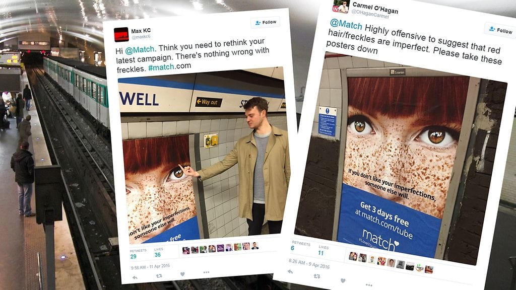 Match.com-sivuston kyseenalaiset mainokset herättivät kummastusta.