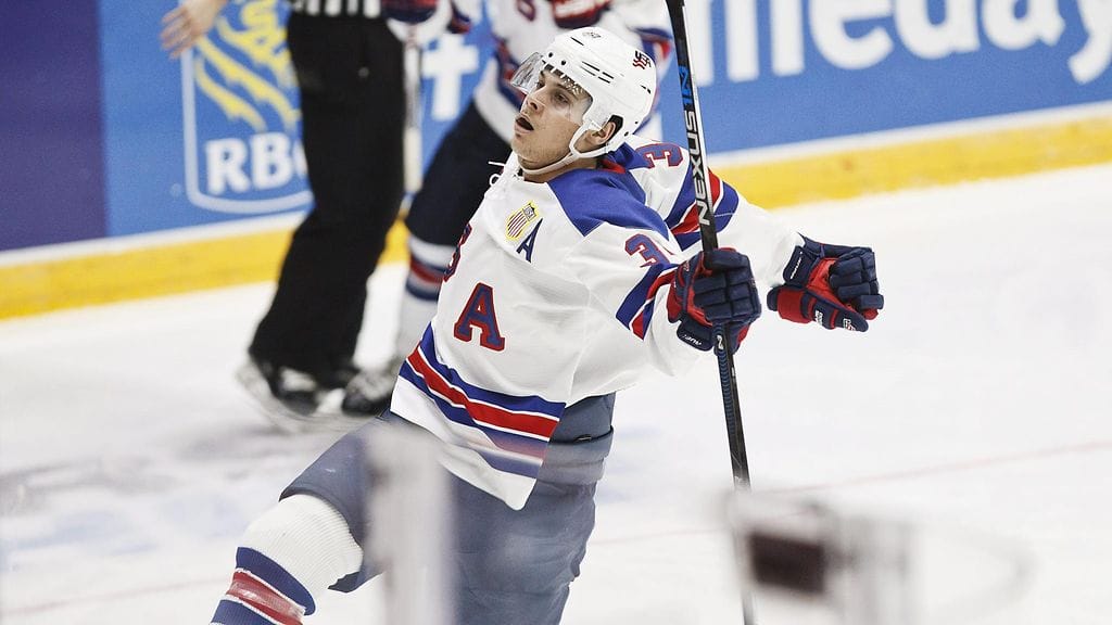 Auston Matthews tuuletti USA:n alle 20-vuotiaiden maajoukkueessa Helsingin MM-kisoissa.