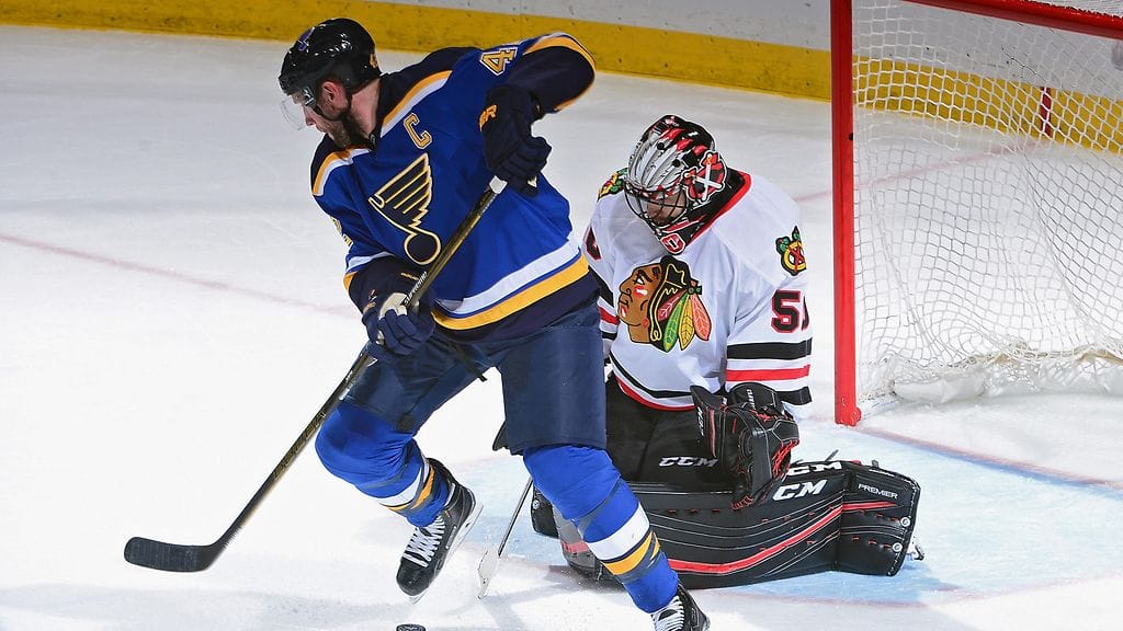 David Backes vastasi St. Louisin voittomaalista.