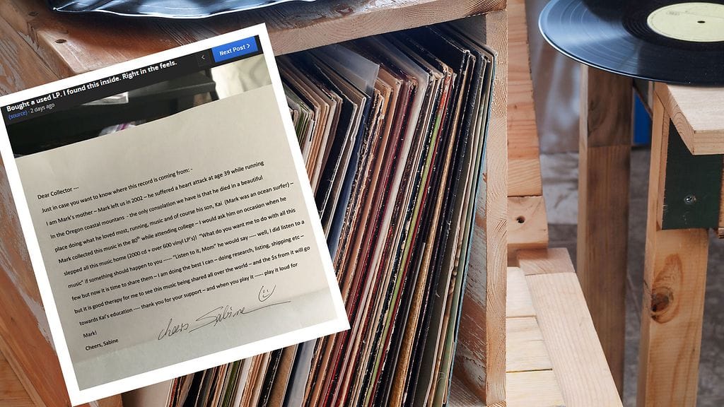 Miehen ostaman levyn sisällä oli viesti edellisen omistajan äidiltä.