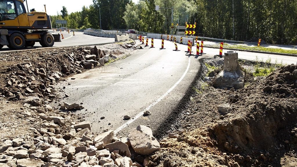 Länsimetron liityntäyhteystyömaa Gräsanlaaksossa Espoossa. Kuvituskuva.