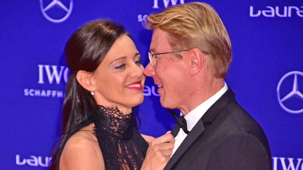 Marketa Remešová ja Mika Häkkinen Berliinissä 18. huhtikuuta 2016.