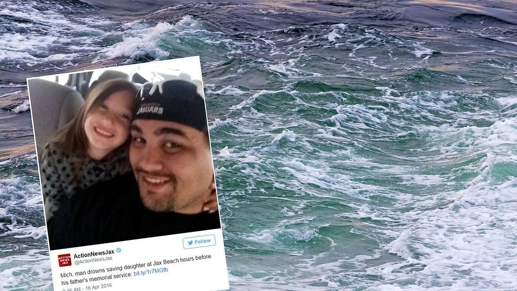 Isä hyppäsi veteen pelastaakseen tyttärensä.