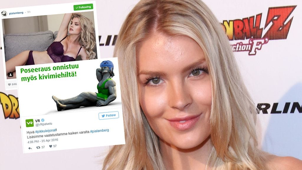 Pia Lambergin kuvista nousi äläkkä, johon jopa VR lähti mukaan. Pienet kuvat Lambergin Instagramista ja VR:n Twitteristä.