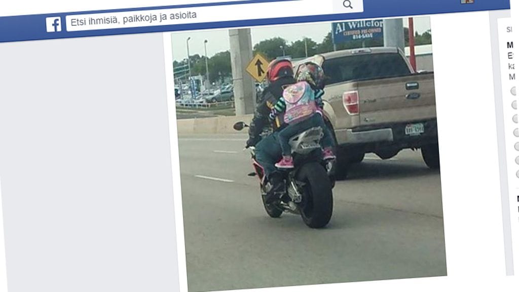 7-vuotiaan tytön moottoripyörällä kyyditseminen puhuttaa sosiaalisessa mediassa.