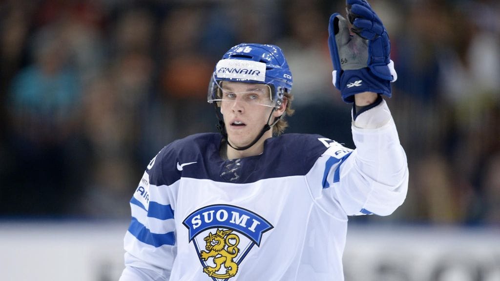 Erik Haula pelasi Leijonien MM-joukkueessa keväällä 2014.