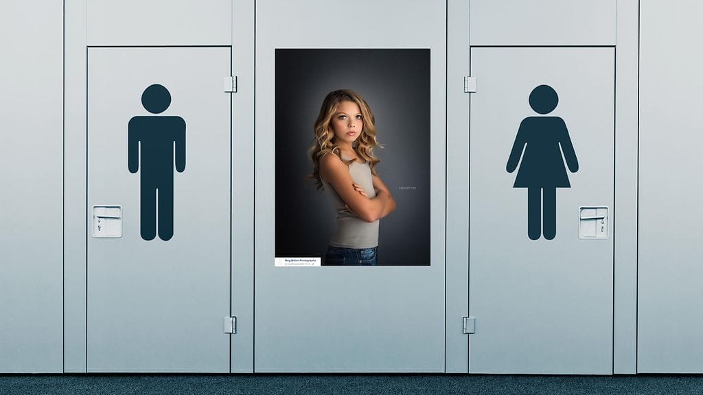 Lähettäisitkö tämän tytön miestenvessaan? (Kuvakaappaus: Facebook / MegBittonPhotography)