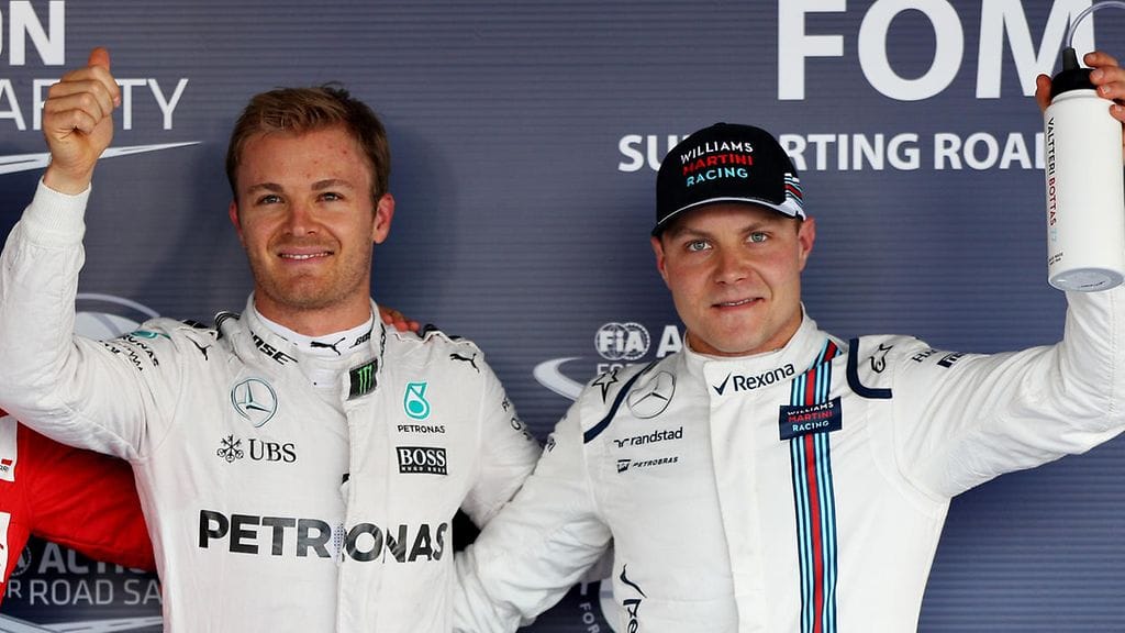 Valtteri Bottas lähtee kisaan Nico Rosbergin rinnalta.