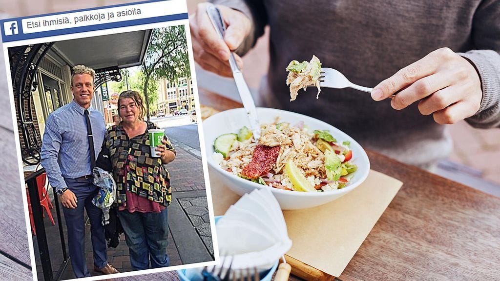 Mies tapasi kadulla kodittoman naisen, jota alkoi viedä lounaalle.