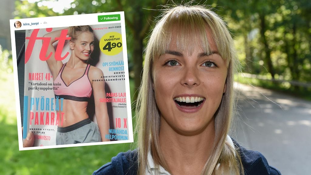 Petra Korpi poseeraa tuoreen Fit-lehden kannessa. Kiira jakoi kuvan siskonsa kansikuvadebyytistä Instagramissa.