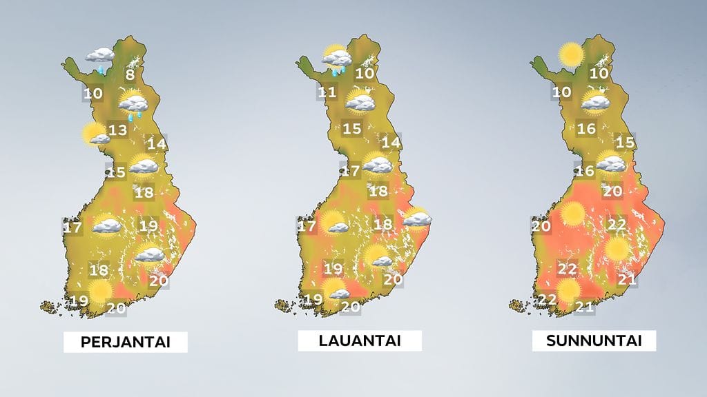 Äitienpäiväviikonloppu näyttää lämpimältä.