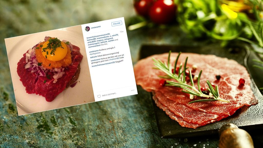 Klassinen Pelle Janzon -leipä sisältää carpacciolihaa, muikunmätiä, punasipulia ja keltuaista.