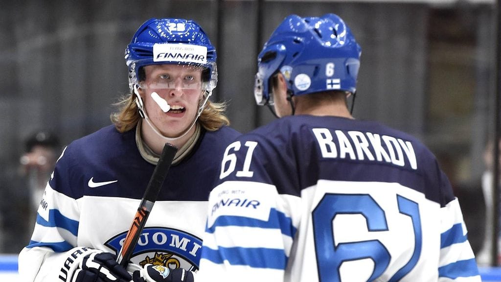 Patrik Laine ja Aleksander Barkov kevään MM-kisoissa.