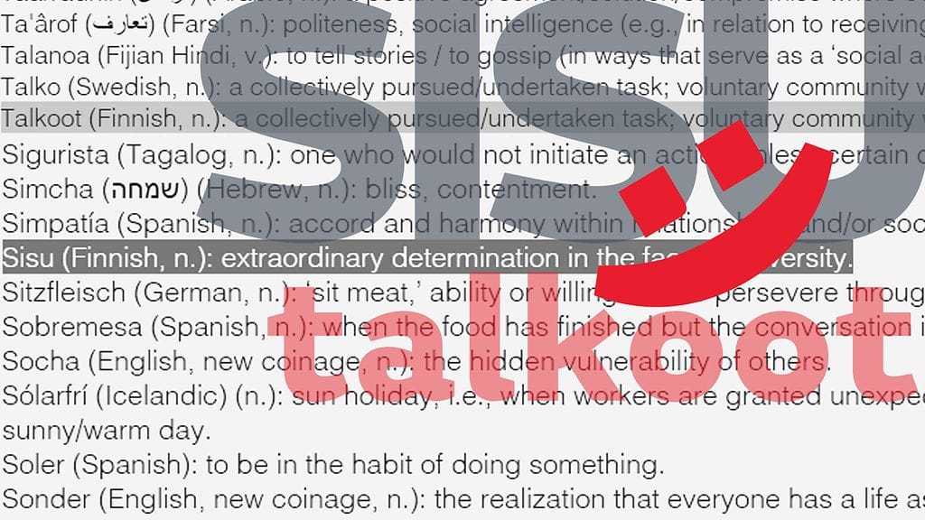 Brittiläisen Tim Lomasin kokoamassa ”myönteisten termien sanastossa” on nyt kaikkiaan 400 sanaa noin 60 eri kielestä.