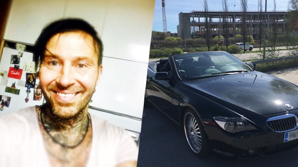 Jupe Tuomola ja hänen BMW 645 -avoautonsa.