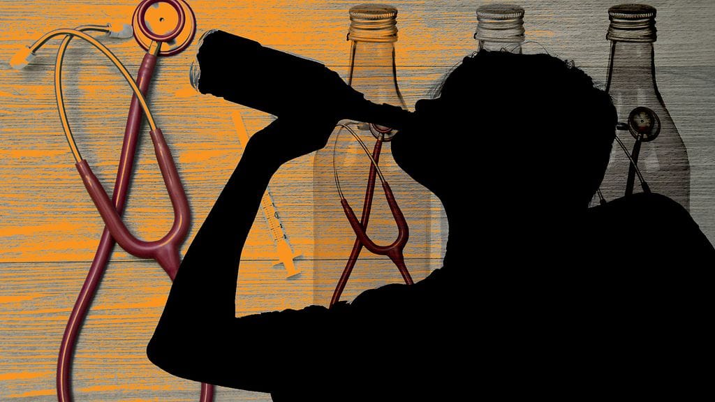 Yleensä alkoholinkäyttö rajoittui vapaa-aikaan, mutta toisinaan aamulla tarvittiin alkoholiannos, jotta krapula helpottaisi. Kuvituskuva.