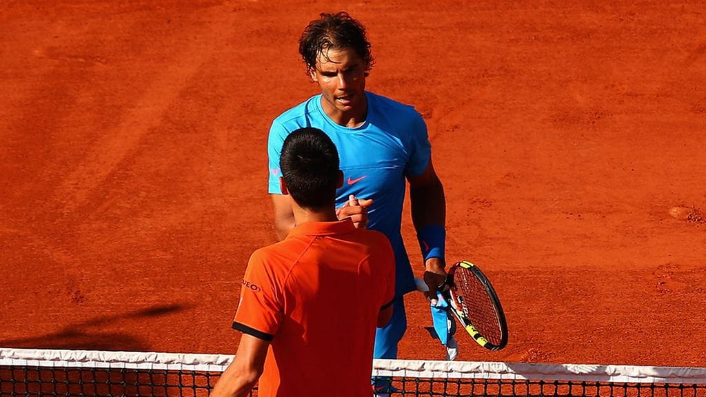 Rafael Nadal ja Novak Djokovic Roland Garrosilla 2015