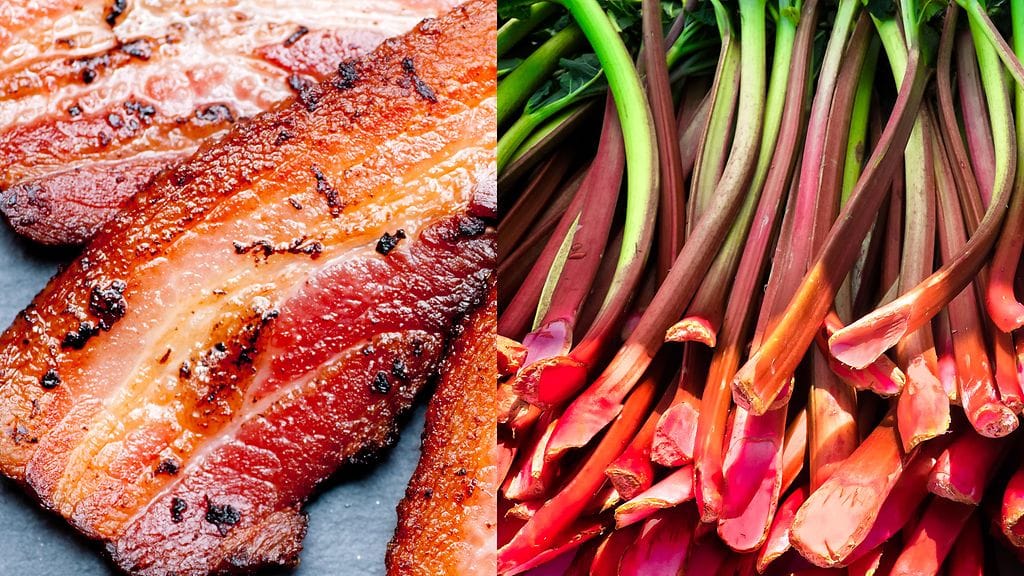 Pekoni sopii erityisen hyvin raparperin seuraksi.