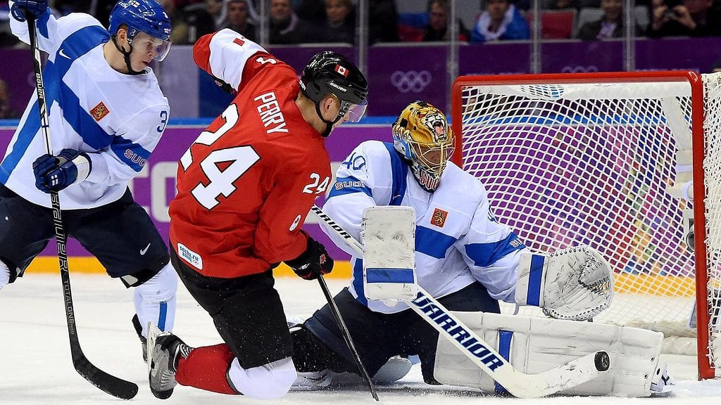 Tuukka Rask vartioi Suomen maalia Sotshin olympialaisissa.