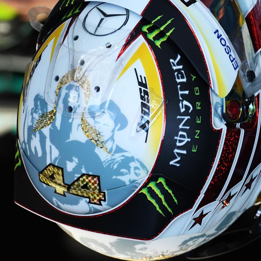 Lewis Hamilton, kypärä, David Bowie, Prince, Whitney Houston, 2016