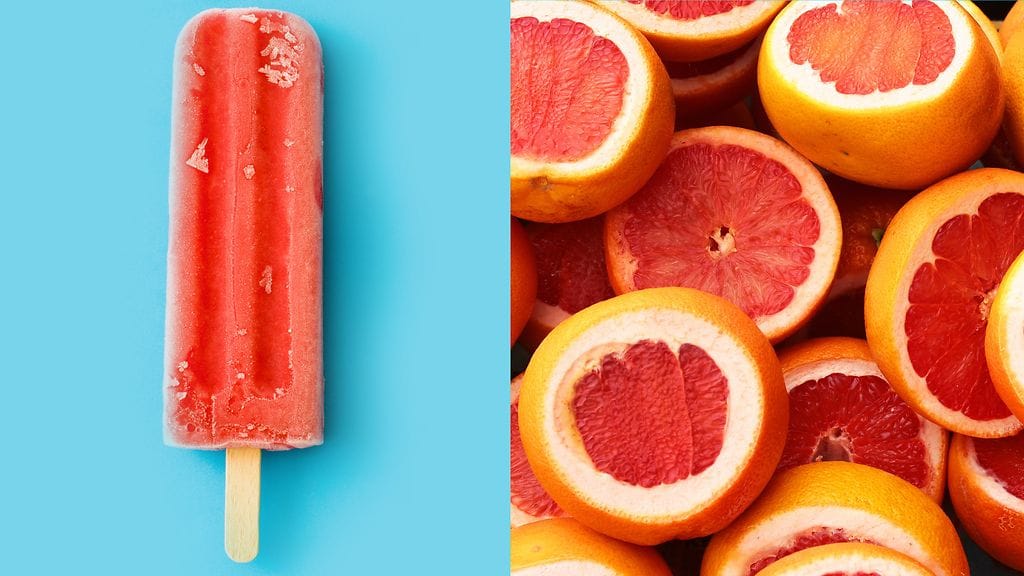 "Krapulaa parantava mehujää" on maultaan raikkaan greippinen.