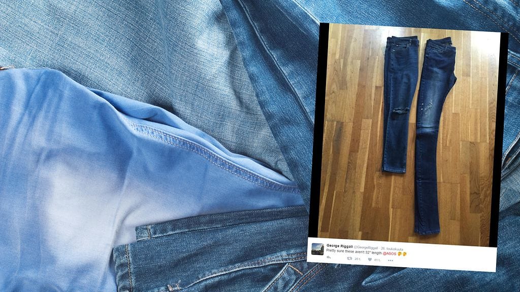 "En tiedä, kenelle nämä farkut on tarkoitettu", hämmentynyt asiakas pohtii.