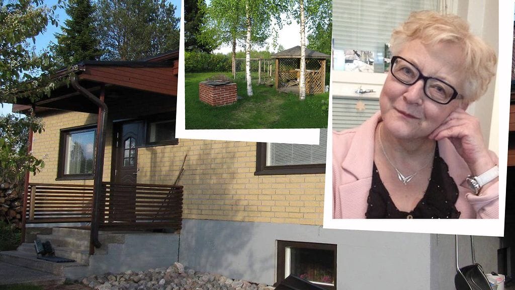 Helenan kotitalo on nyt vuokralla. Kuvassa myös pihapiiriä ja Helena Pekkala-Vilhunen itse.