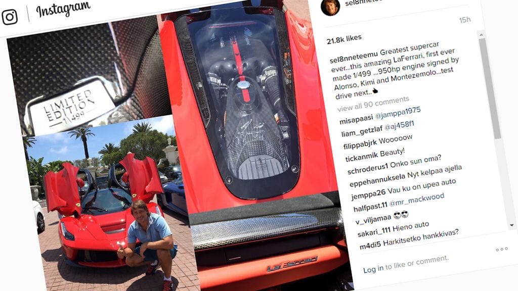 Kuvankaappaus Teemu Selänteen Instagram-tililtä.