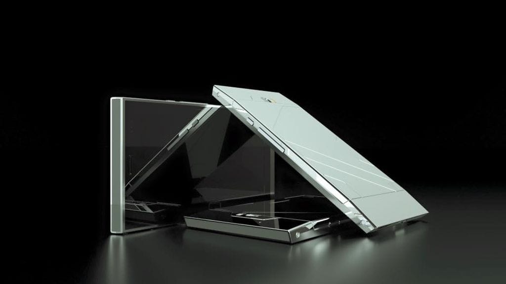 Turing Robotic Industriesin Facebook-sivuilta löytyvä 3D-mallinnoskuva Turing-puhelimesta.