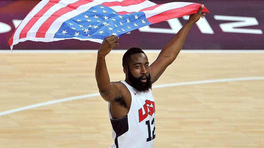 James Harden juhli olympiakultaa Lontoossa.