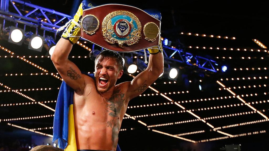 Vasil Lomatshenko juhli New Yorkissa lauantaina.