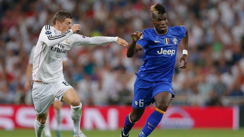 Toni Kroos ja Paul Pogba Mestarien liigan ottelussa toukokuussa 2015.