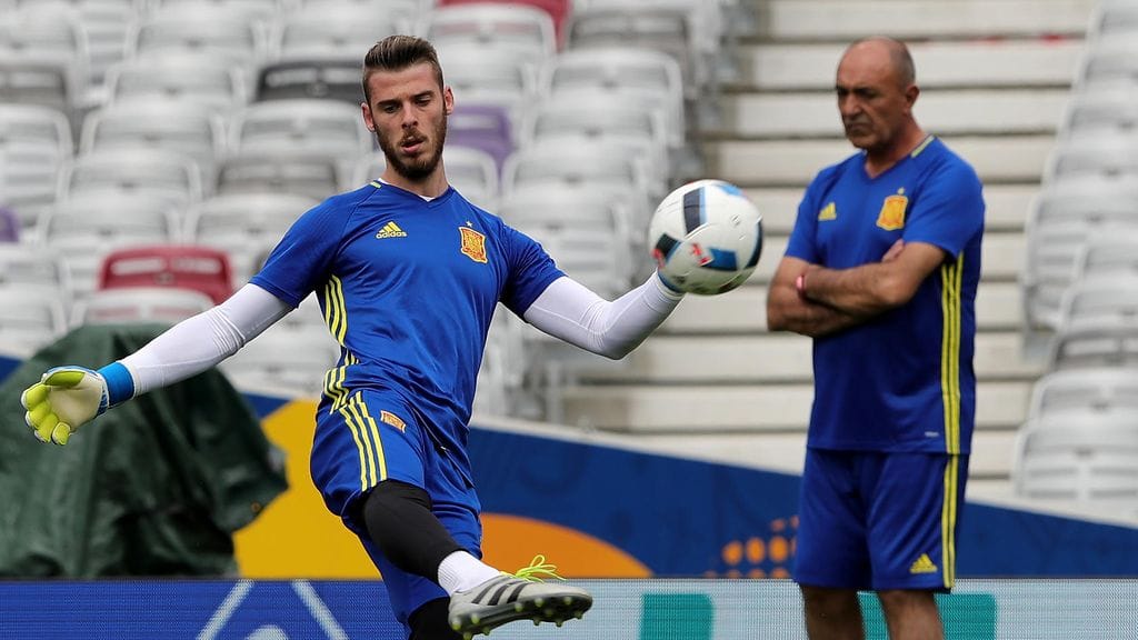 David de Gea treenasi Vicente del Bosque silmän alla sunnuntaina.