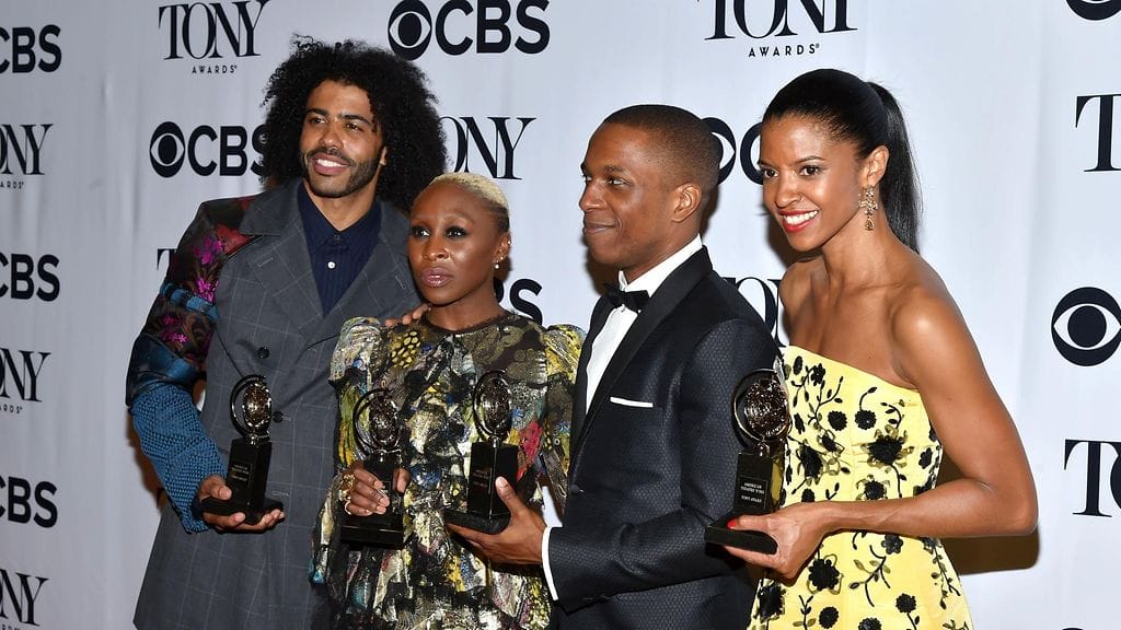 Daveed Diggs, Cynthia Erivo, Leslie Odom Jr ja Renée Elise Goldsberry eilen sunnuntaina 12.6. Tony-gaalan jälkeen.