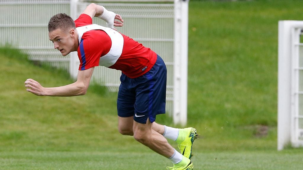 Jamie Vardy harjoituksissa