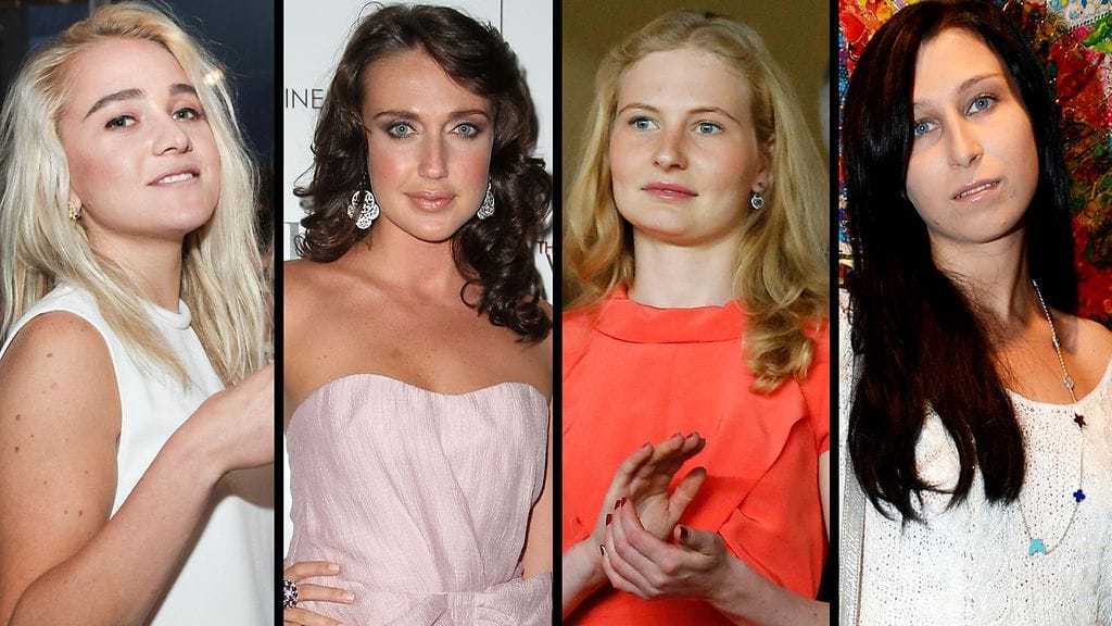 Venäjän miljardööriperijättäriä: Victoria Mikhelson, Anna Anisimova, Ekaterina Rybolovleva ja Anna Abramovitš.