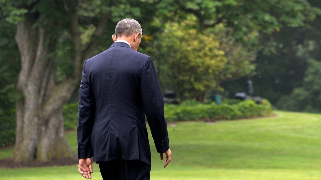 USA:n presidentti Barack Obama vieraili Orlandossa 16.6.2016 tapaamassa yökerhoammuskelun uhrien omaisia. Kuvassa Obama on lähdössä Valkoiselta talolta Orlandoon.