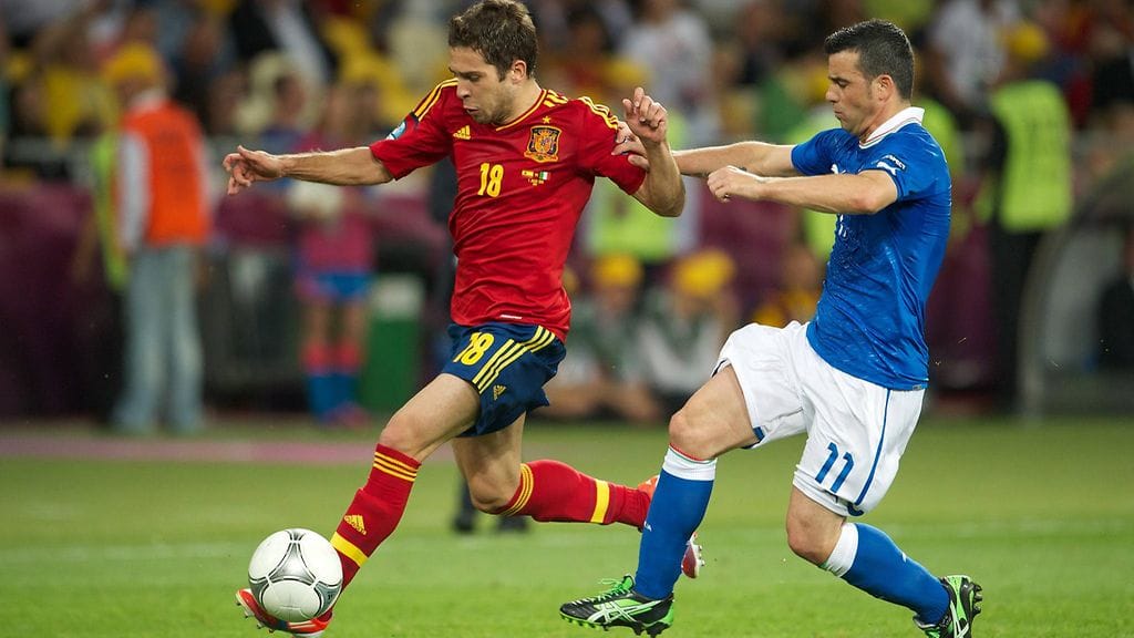 Jordi Alba ja Antonio di Natale EM-finaalissa 2012