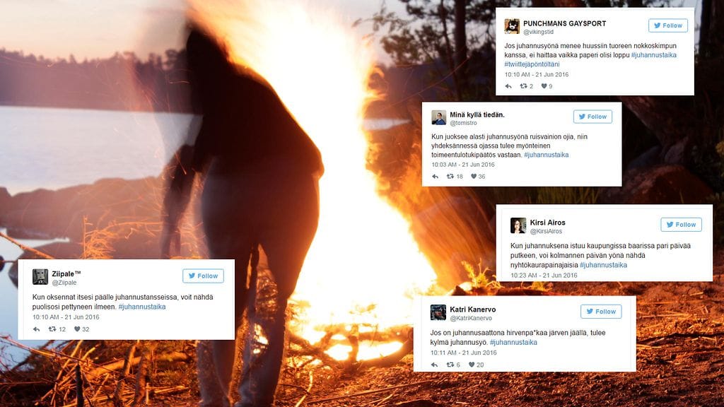 Sekä uusia että vanhoja taikoja tehdään Twitterissä hashtagilla #juhannustaika.