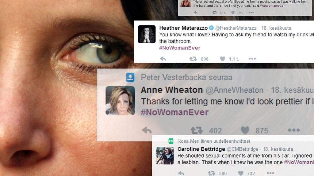 Naiset jakavat kokemuksiaan ahdistelusta, häirinnästä ja vähättelystä Twitterissä.