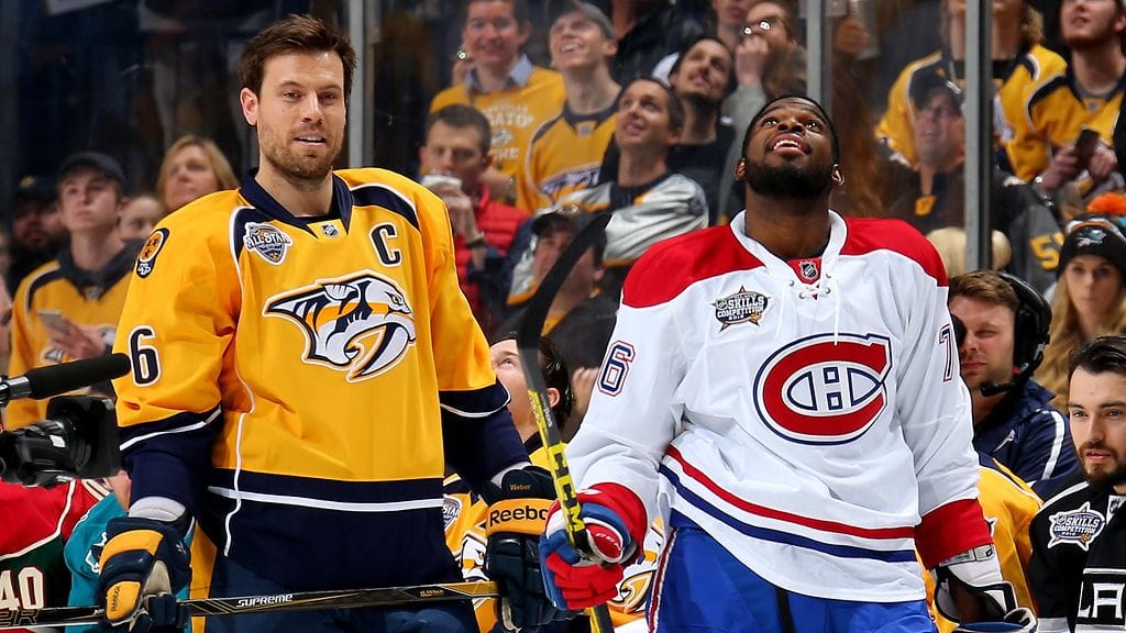 Shea Weber ja P.K. Subban vaihtoivat seuroja päikseen.