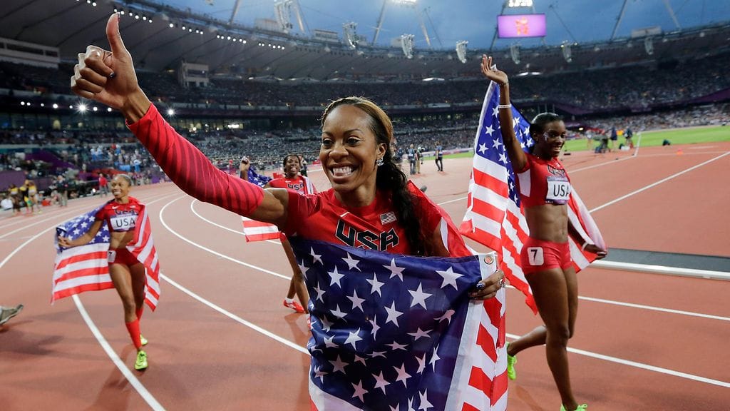 Sanya Richards-Ross juhli kahta olympiakultaa Lontoossa neljä vuotta sitten.