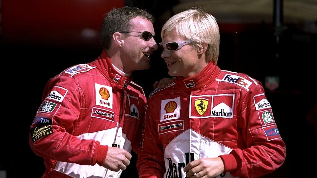 Eddie Irvine ja Mika Salo Ferrarilla.