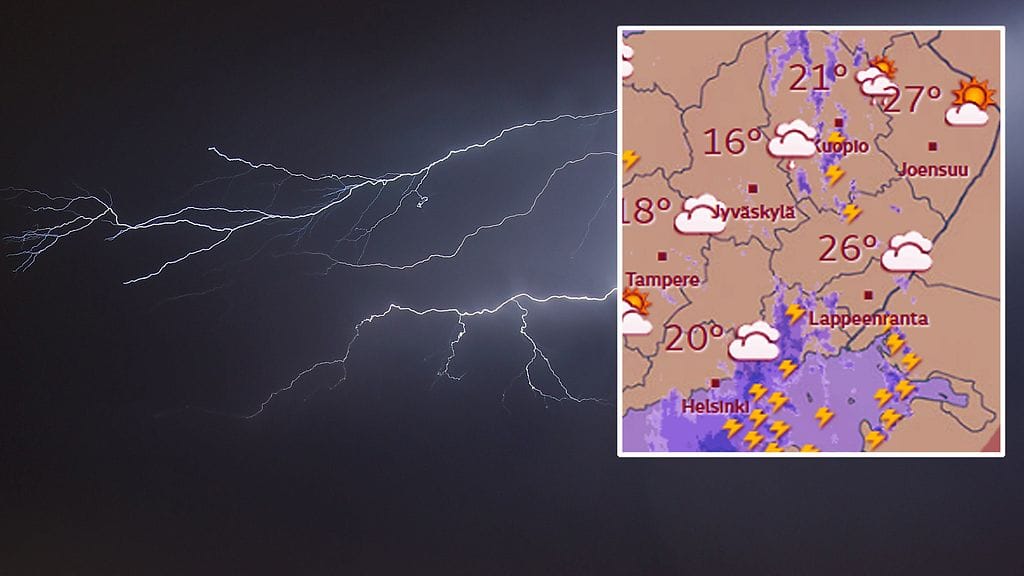 Ukkoset lähestyvät Suomea eteläpuolelta.