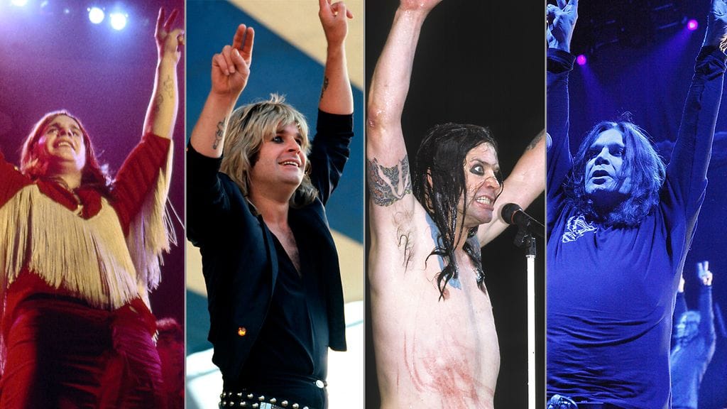 Ozzy Osbournen käsiennostotyylejä vuosien varrelta (vasemmalta oikealle): vuodet 1973, 1980, 1996 ja 2013.